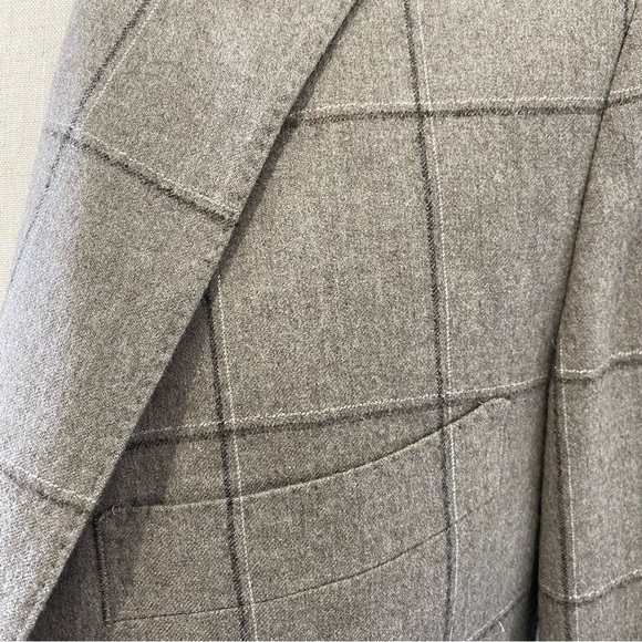 UNITED ARROWS men’s brown windowpane check flannel suit, JP 44 (US 34S) - Picture 4 of 16